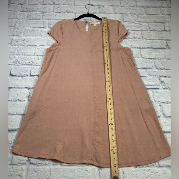 Monteau Salmon Colored Linen Blend Short Sleeve Dress. Size Large. Euro Summer. - Picture 8 of 9